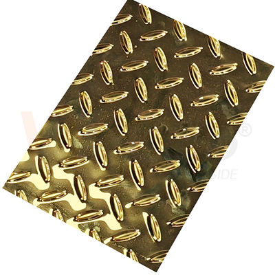 kwaliteit  Rice Grain Diamond Embossed Stainless Steel Sheet Anti Skid Plate With Titanium Gold Color fabriek