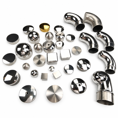 kwaliteit  SUS 201 304 316 Stainless Steel Round and Square Tube End Caps for Handrails fabriek