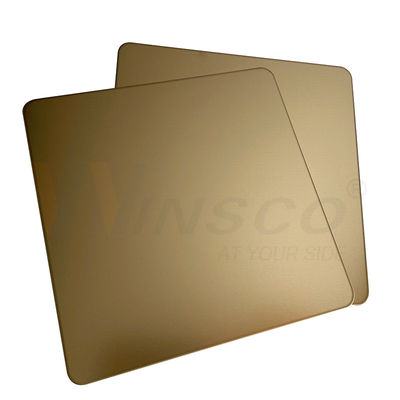 Het zand vernietigde Decoratief Roestvrij staalblad 0.33mm Gouden Spiegelss Blad Champagne Gold Coating