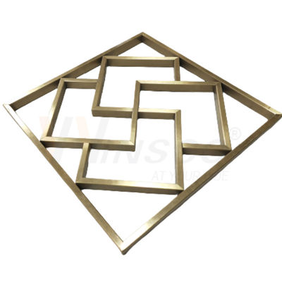 Aangepaste titanium goud roestvrij staal metaal fabricage geometrische abstracte muur sculptuur kunst