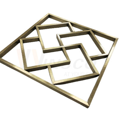 Aangepaste titanium goud roestvrij staal metaal fabricage geometrische abstracte muur sculptuur kunst