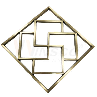 Aangepaste titanium goud roestvrij staal metaal fabricage geometrische abstracte muur sculptuur kunst