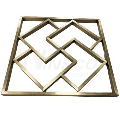 Aangepaste titanium goud roestvrij staal metaal fabricage geometrische abstracte muur sculptuur kunst