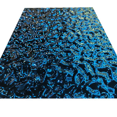 Sapphire Blue Color in reliëf gemaakte roestvrij staalplaat met de Oppervlakte van de Waterrimpeling