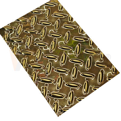 Anti de Steunbalkplaat van Diamond Embossed Stainless Steel Sheet van de rijstkorrel met Titanium Gouden Kleur