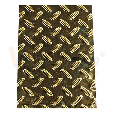 Anti de Steunbalkplaat van Diamond Embossed Stainless Steel Sheet van de rijstkorrel met Titanium Gouden Kleur