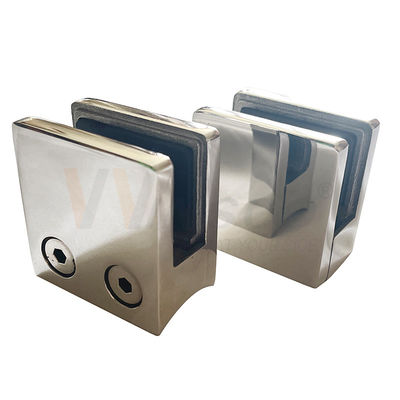 SS 304 316 Satine Spiegel Plat Ronde onderkant Handrail Fittings 45mmx45mmx25mm Vierkant roestvrijstalen glazen klem