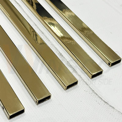 SUS 304 8K Spiegeloppervlak PVD Kleur Inox rechthoekige buis 30mmx10mm Grootte 1,2mm 1,5mm Dikke roestvrijstalen badkamerpijp
