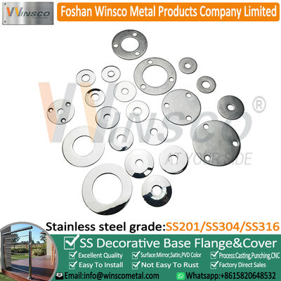 Roestvrij staal roestvrij staalrailpost basis dekking Compatibel met 38 mm en 50 mm ronde buizen voor balustrades
