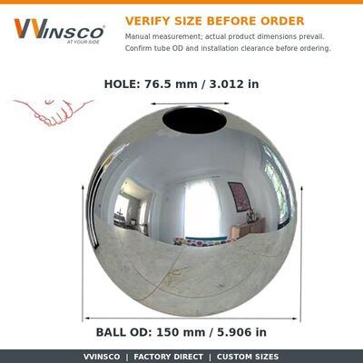 AISI 201 304 SS Handrail Decoratie Fittings 51mm 60mm Diameter Roestvrijstalen Holle Bal Voor 19mm Ronde Pipe