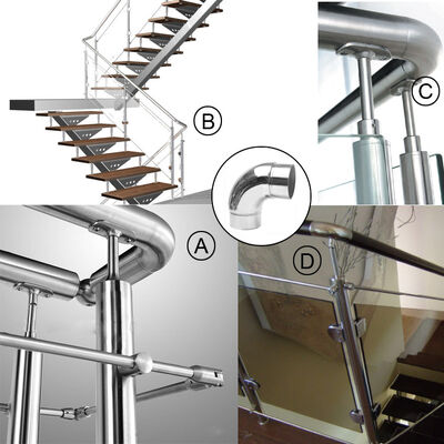 Op maat gemaakte oppervlakteafwerking 201/304/316 roestvrij staal ellebogen handrail buisverbinding in metrische en inch maten