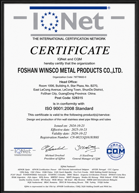 China (GuangDong)Foshan Winsco Metal Products Co., Ltd. certificaten