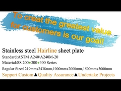 TP 201 304 316 430 Blad van het de Oppervlakteroestvrije staal van AFP het Decoratieve Hairline No.4