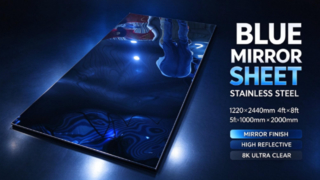 Blauwe 8K spiegelroestvrij stalen plaat, 1220×2440mm 4ft×8ft, decoratieve roestvrijstalen plaat